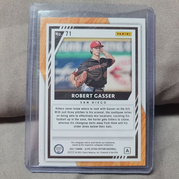 2021 Elite Extra Edition Rober Gasser San Diego pitcher holographic card 144/190 - Picture 7 of 12